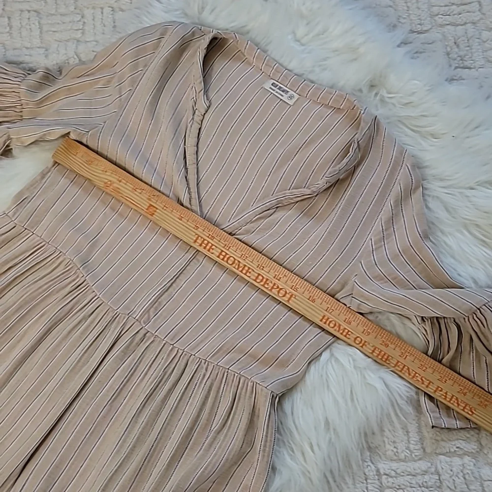 4OUR Dreamers Boho Ruffle Sleeve Peasant Mini Dress XS Beige - Picture 5 of 5